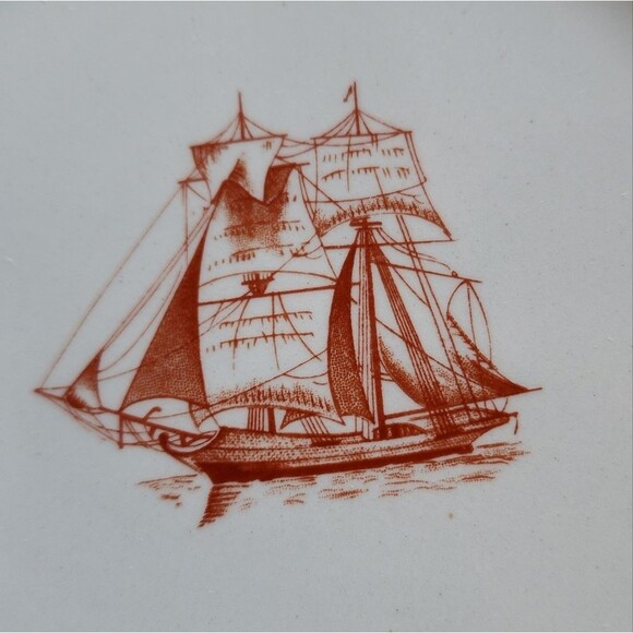 Spode Trade Winds England Fine Stone W128 Bread Plate Red Gold Trim 6" Single - Picture 2 of 5